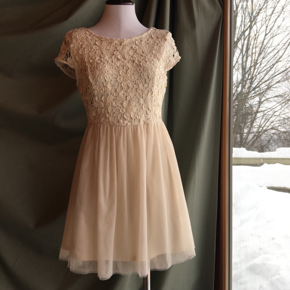 FOREVER 21✨ Cream Lace & Tulle Dress